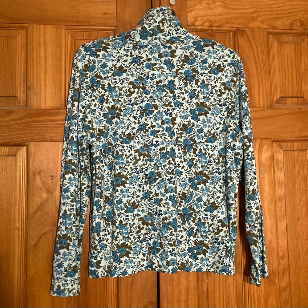 NWOT Basic Editions Vintage 90s Turtleneck Top Long Sleeve Blue Green Size XL